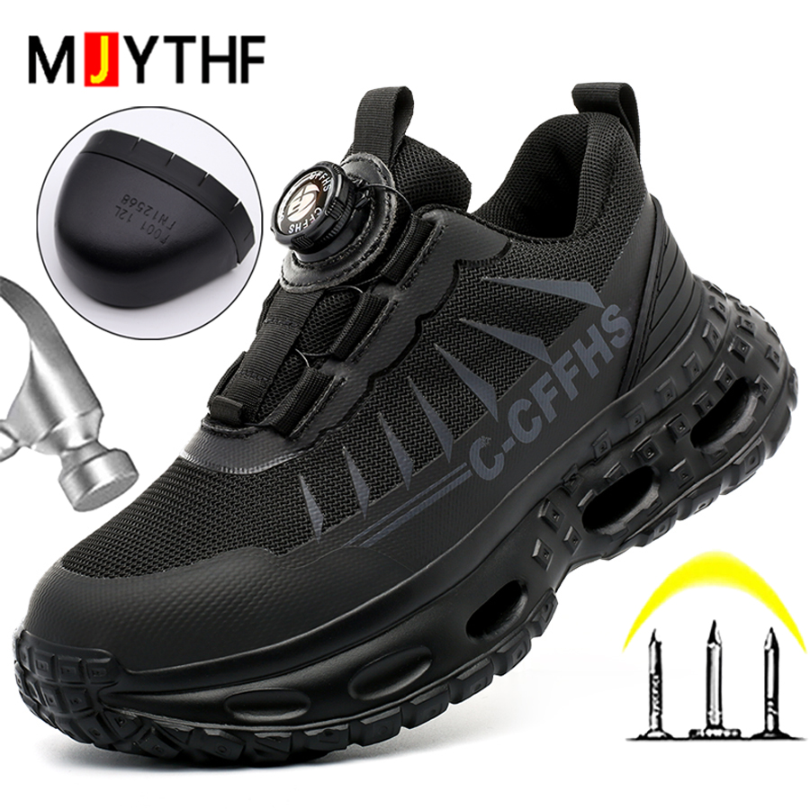 Mesh Sneaker Women - Döner düğmeli kadın güvenlik ayakkabıları anti-smash